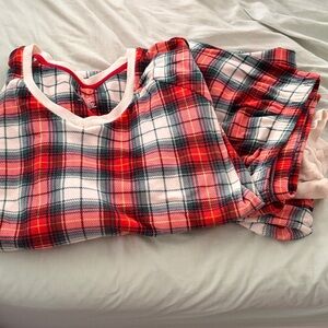 Cuddl Duds Red and Green Plaid Pajama Top
